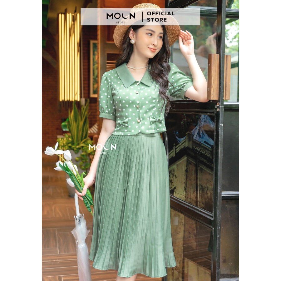 Set váy nữ công sở họa tiết chấm bi MSB433 Moon Store
