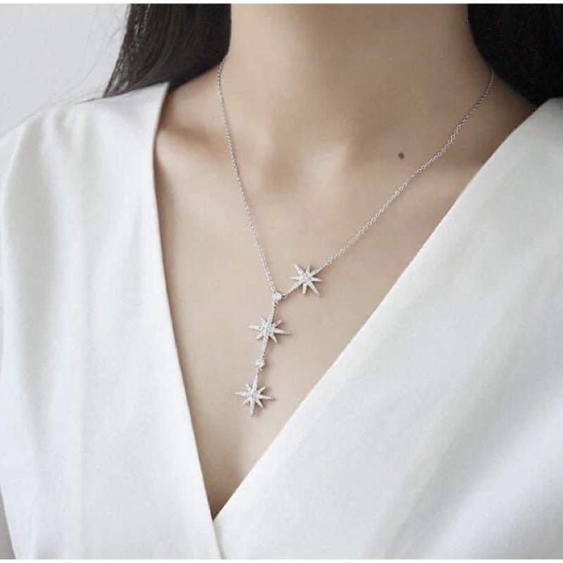 Dây chuyền nữ bạc ta ngôi sao , mẫu hot , sáng bóng , sang chảnh - Vàng Bạc Khải Khải