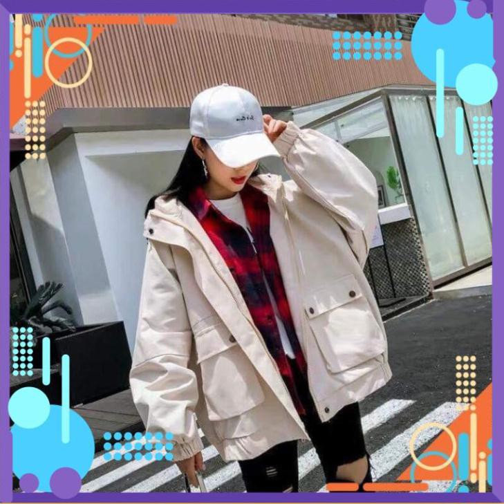 TẶNG QUÀ [Form Bao Đẹp] ÁO KHOÁC KAKI2 LỚP CÓ TÚI HỘP NÚT BẤM FORM RỘNG TẶNG NÓN BÔNG CÚC ĐẸP ..AF | BigBuy360 - bigbuy360.vn