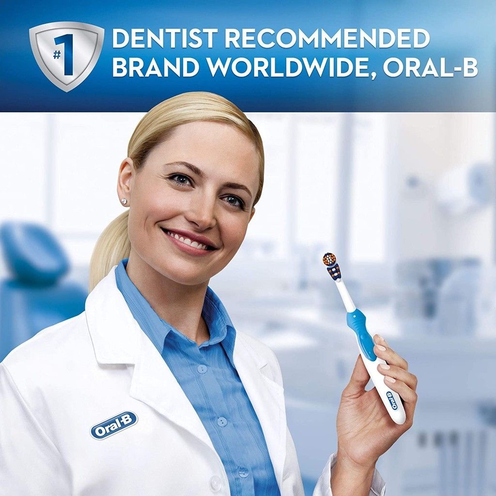 Bàn chải điện đánh răng tự động Oral B 3D White sử dụng pin người lớn giúp làm sạch nhanh mảng bám