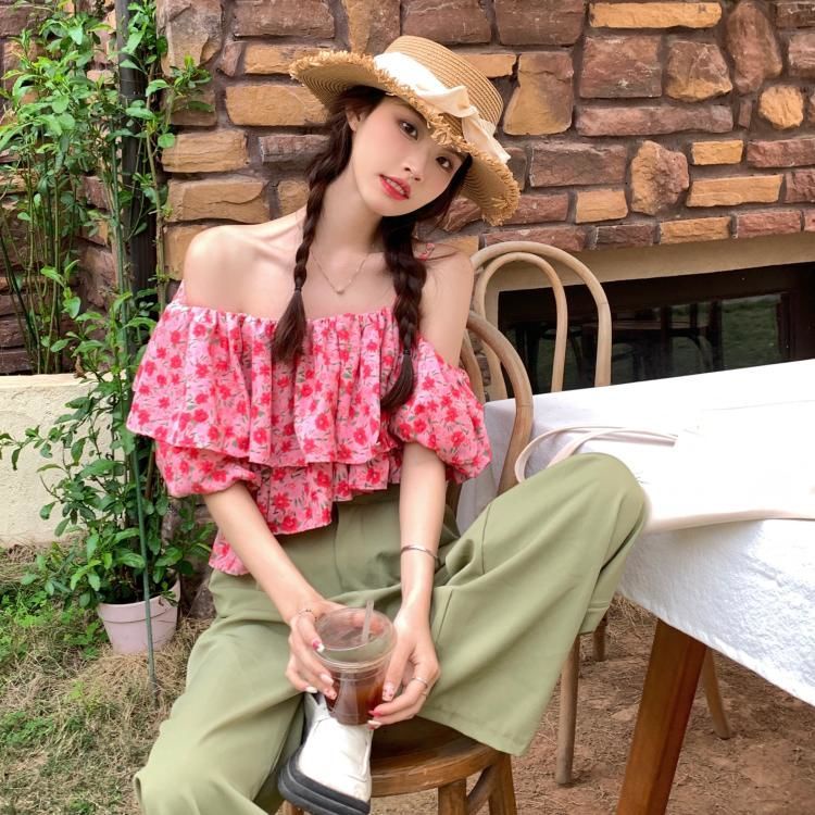 Áo Trễ Vai Họa Tiết Hoa Thời Trang Mùa Hè Sành Điệu Cho Nữ