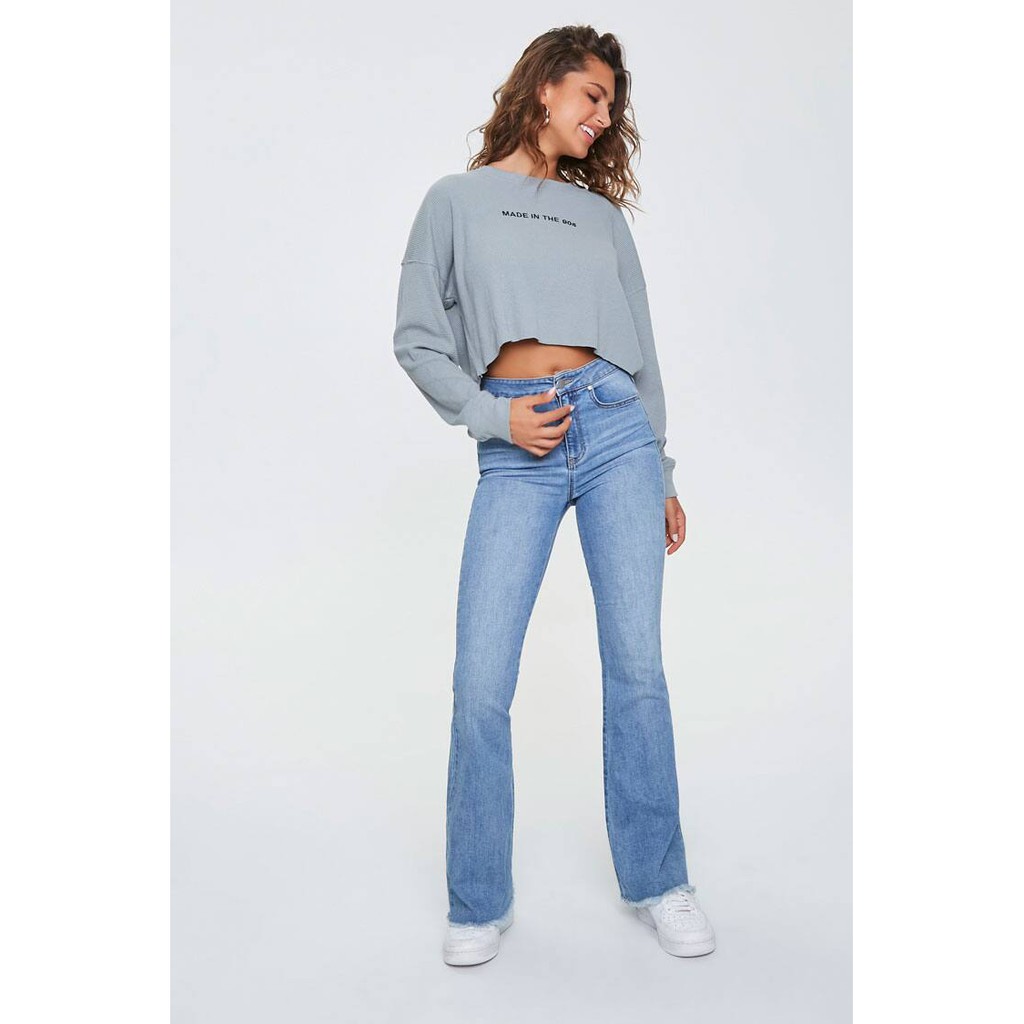 Áo thun croptop F21 in chữ Kami
