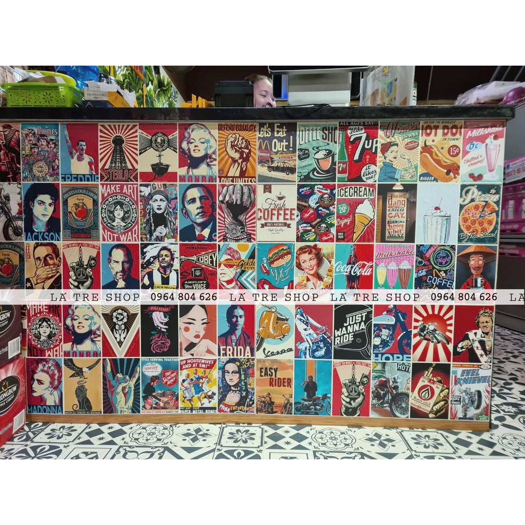 Tranh trang trí Poster decal decor hình dán tường vintage trang trí phòng ngủ áp phích dán tường quầy bar FOOD 1004
