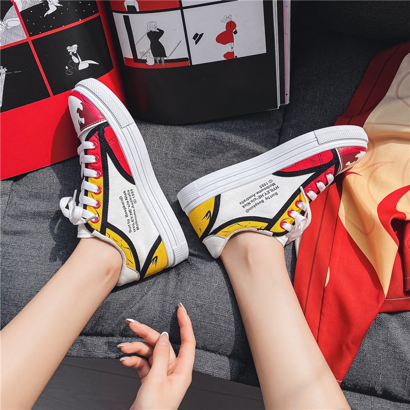 Giày Thể Thao Canvas Cổ Thấp In Họa Tiết Anime Demon Slayer-Yanzhu Thời Trang Cho Học Sinh size 35