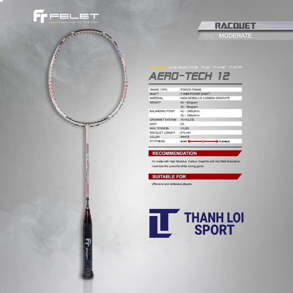 Vợt Cầu Lông FELET AERO TECH 12 nhập khẩu Malaysia