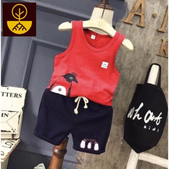 Đồ bộ quần áo thể thao ba lỗ bé trai, bé gái mát mẻ, in chim cánh cụt - Quần áo trẻ em - Mi Mi shop