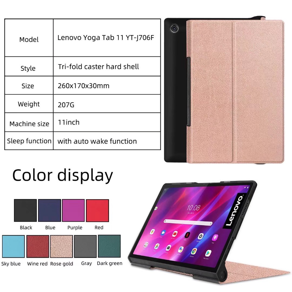 Bao Da Máy Tính Bảng PU Chống Rơi Vỡ In Hình Vẽ Nhiều Màu Sắc Cho Lenovo Yoga Tab 11 YT-J706F Vỏ