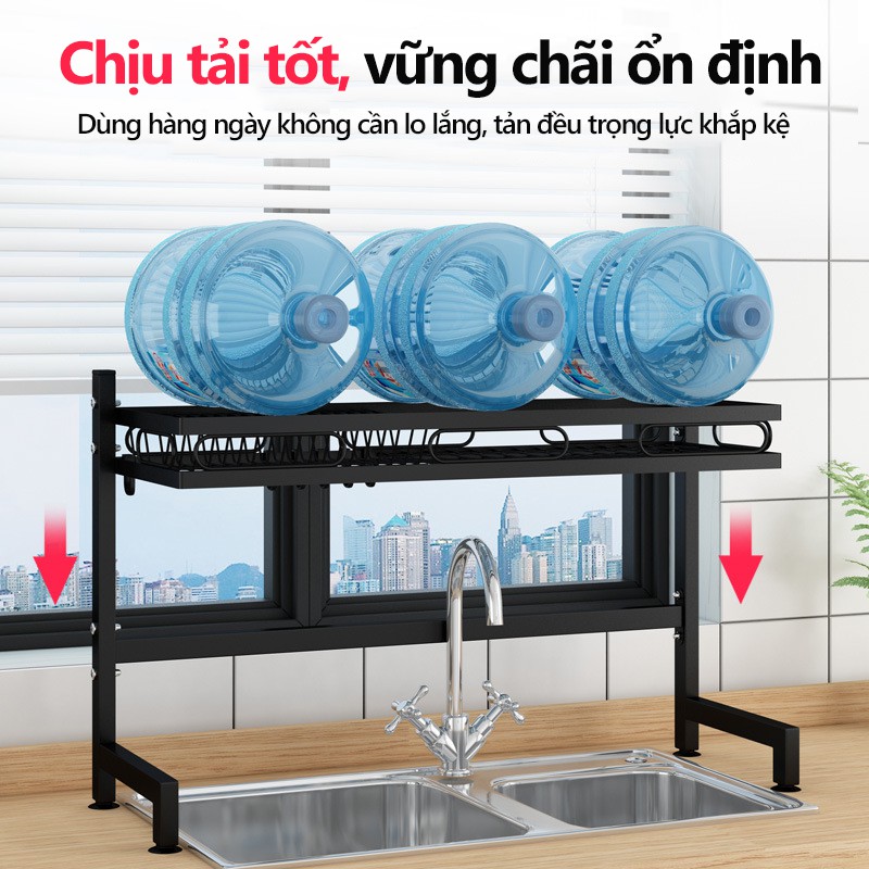 Giá đựng bát đũa kệ để đồ bếp lắp bên trên bồn rửa tiết kiệm không gian chạn bát kệ bếp 1 tầng 2 tầng tiện dụng FU206A/B