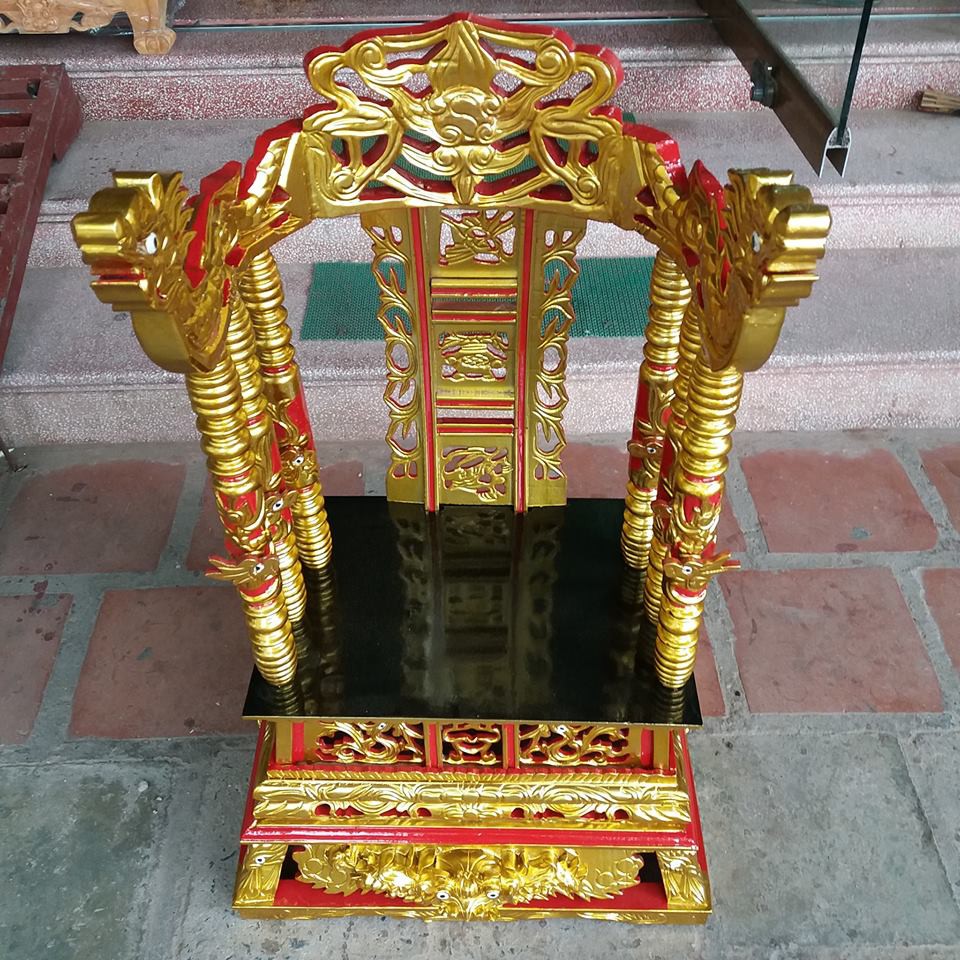 ban thờ -ngai thờ đẹp  gỗ mít sơn son thiếp vàng kích thước cao 81cm- mặt ngai 48cmx35cm