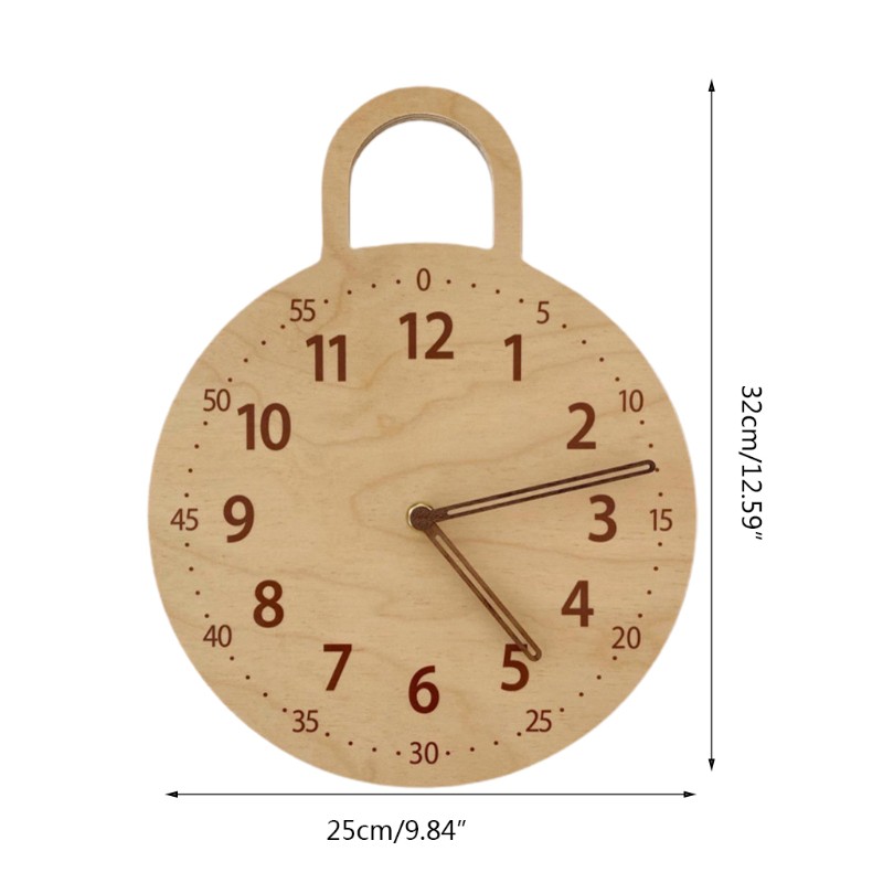 ❤~ Dome Glass Wall Clock Wood Frame with TwoTone Wooden Face Batter