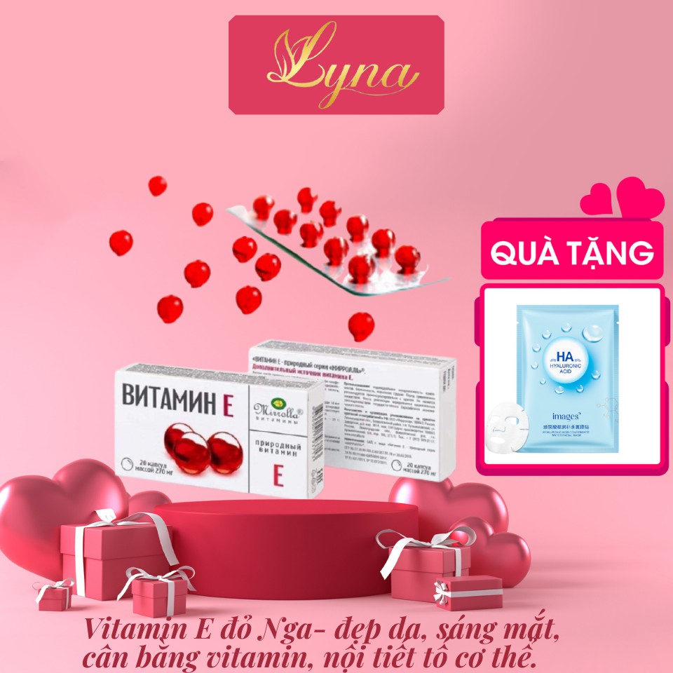 Vitamin e vỉ Nga Mirrolla đẹp da, sáng mắt, bổ sung vitamin cho cơ thể.
