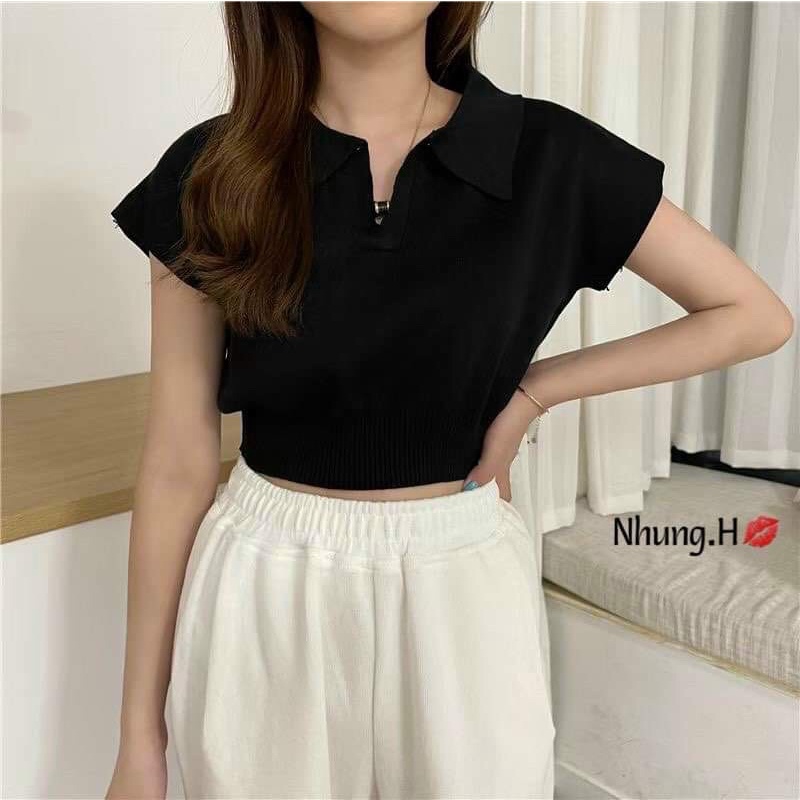Croptop monterghi polo - Ảnh thật JUNclothing