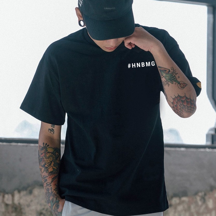 Áo thun tay lỡ Đen unisex nam nữ HNMG form rộng dáng oversize kiểu dáng basic Siêu Chất - áo thun 360