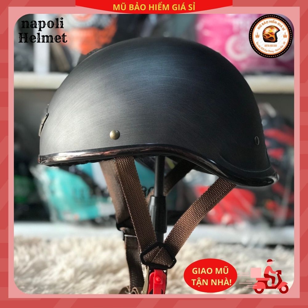 Mũ bảo hiểm nửa đầu NAPOLI N120 Gangster - Màu Đen Nhám , Xước Nhám Size