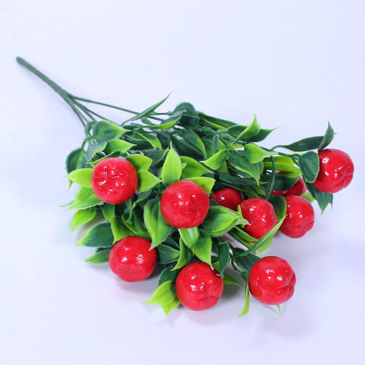 Cành Lựu 6 Quả Có Lá Xanh - Lựu Giả Cao Cấp Decor