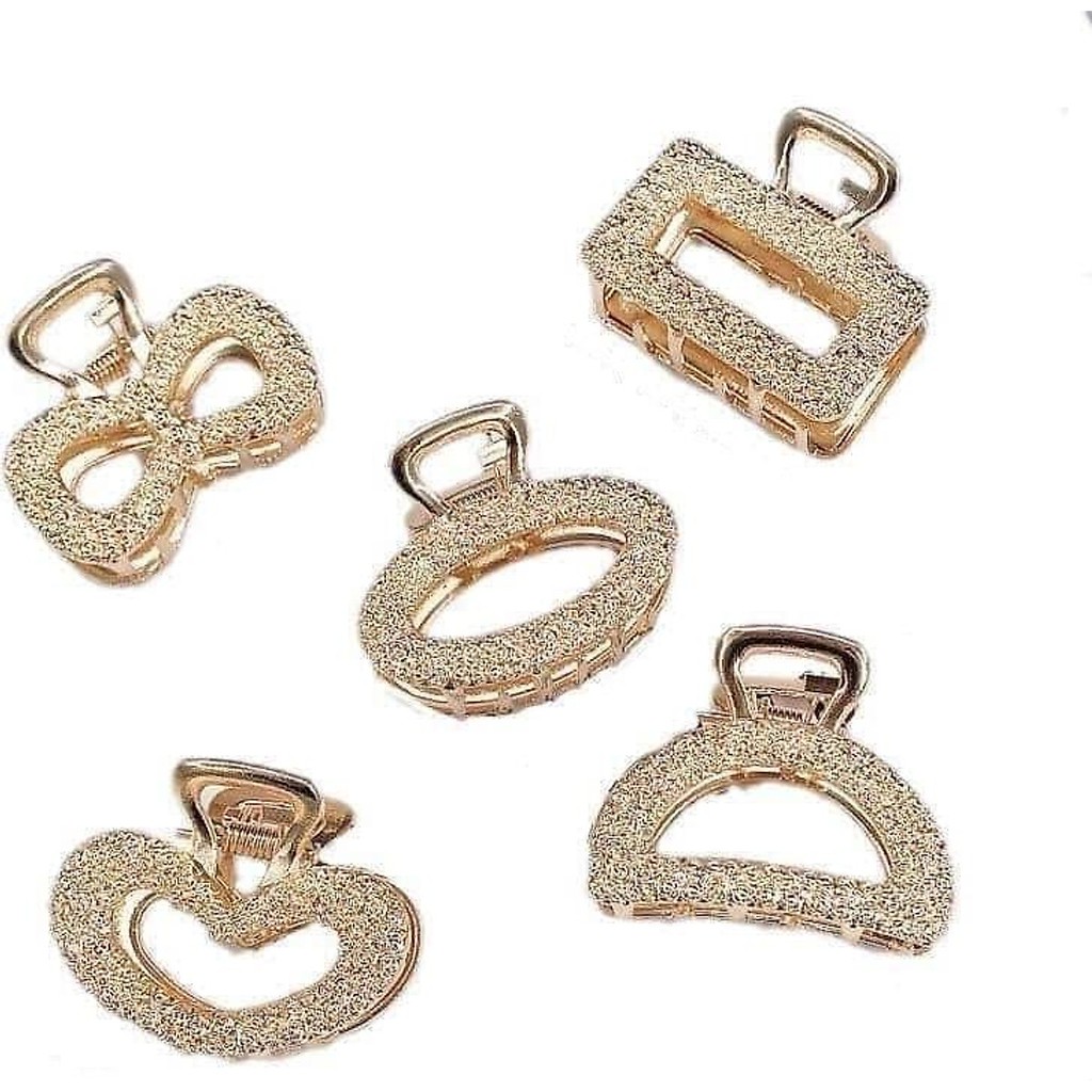 Set 5Kẹp Tóc Mạ Xi Vàng Hàn Quốc hot trend Tiktok Siêu Sang Chảnh - 1 Set Có 5 Cái Không Trùng Mẫu