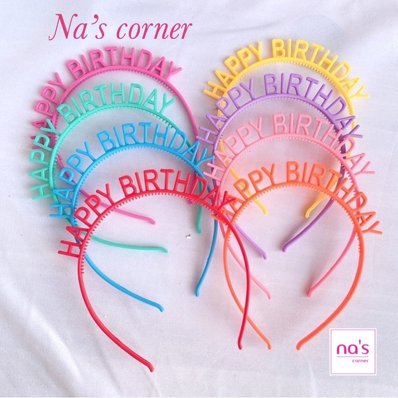 Băng đô cài tóc bờm nhựa Happy Birthday chúc mừng sinh nhật xinh xắn dễ thương