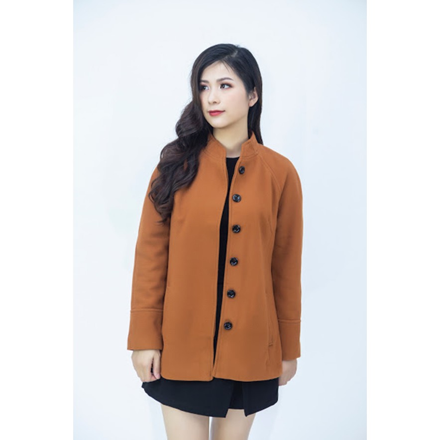 Áo khoác dạ Zenic màu nâu cổ trụ 63460 | BigBuy360 - bigbuy360.vn