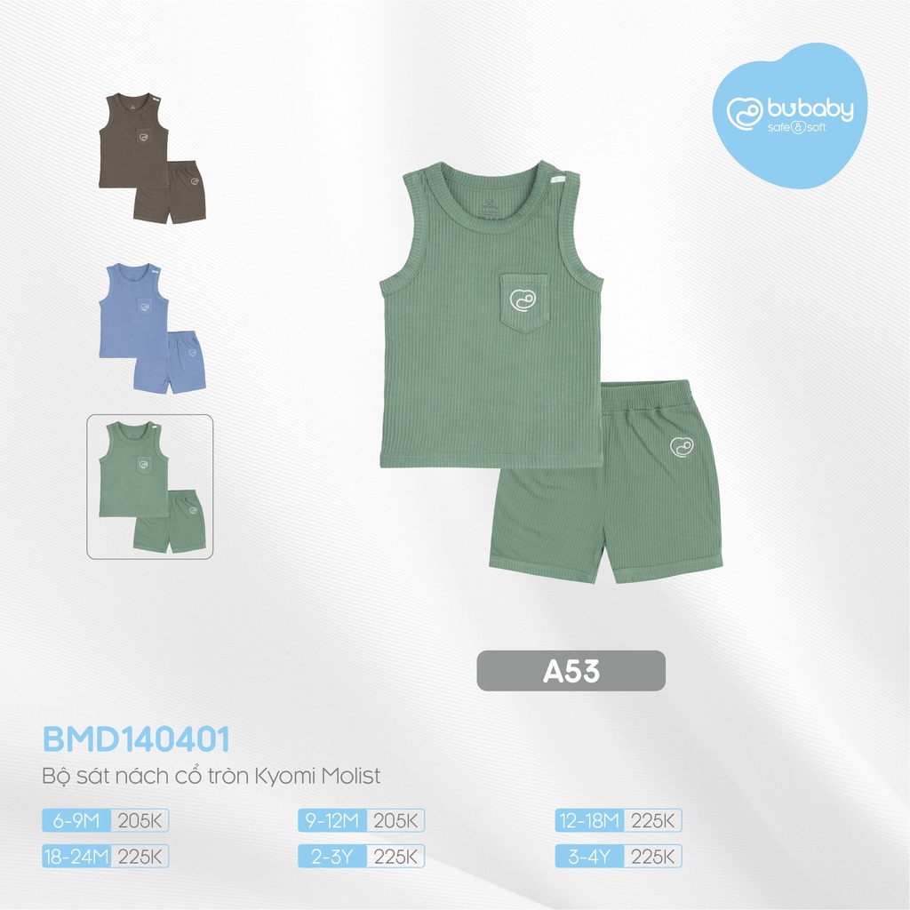 [CHÍNH HÃNG] Bộ sát nách quần đùi cổ tròn trẻ em Kyomi Molist BMD140401 Bu