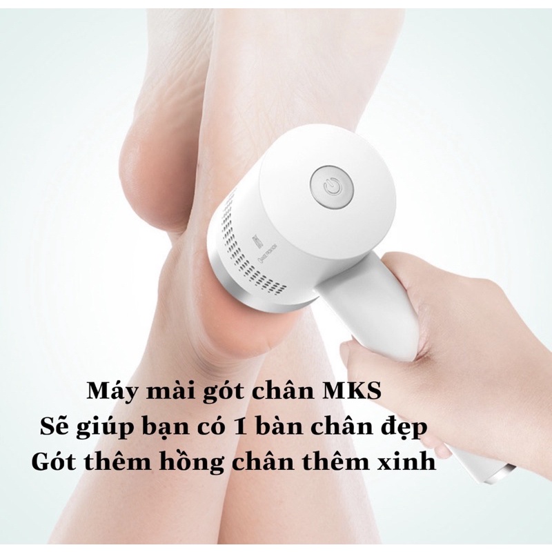 Máy Mài Gót Chân, Máy chà gót Chân, Tẩy Da Chết Gót Chân Cao Cấp MKS-Có Tích Điện, Tặng Kèm 3 Đầu Mài Thạch Anh