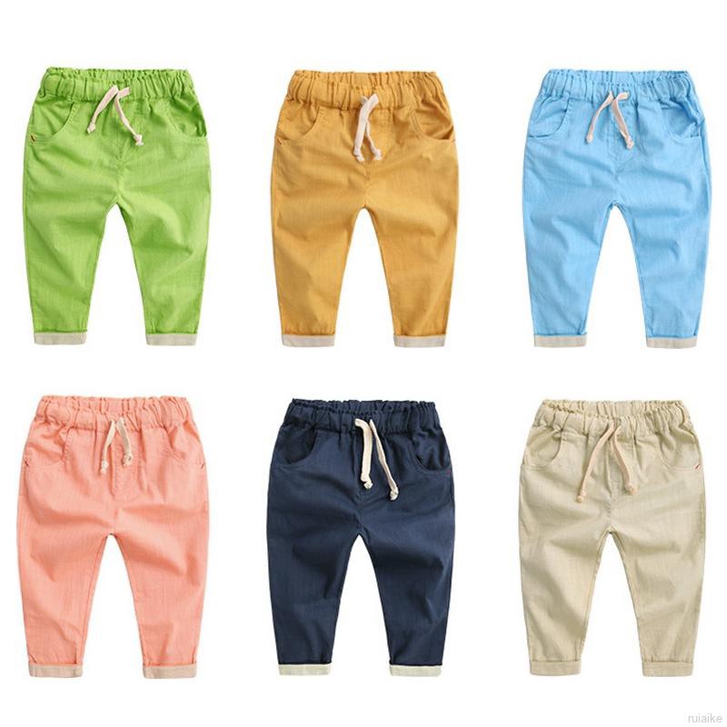 ruiaike  Baby Boys Baggy Casual Harem Pants Toddler Kids Drawstring Sweat Pants Elastic Waist Joggers Trousers