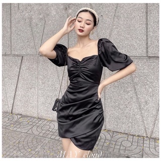 Đầm Đen Lụa Thắt Eo