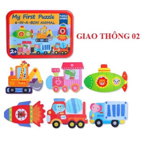 [ ĐƯỢC CHỌN MẪU] Hộp Bộ Ghép Hình Đầu Tiên Cho Bé Từ 2 Tuổi (6 Hình) My First Puzzle