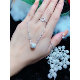 dây chuyền mặt cầu đá bạc ta cao cấp
