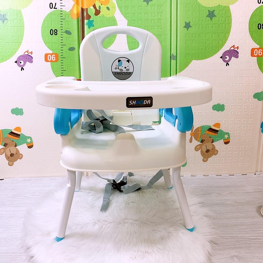 Ghế ăn dặm cho bé gấp gọn đa năng 3in1 có dây dai an toàn mặt bàn tháo rời tiện đi du lịch GA518
