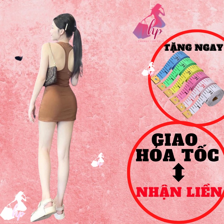 Đầm body nữ hở lưng, váy sát nách kiểu dáng hàn quốc sexy cotton dày xịn VD256