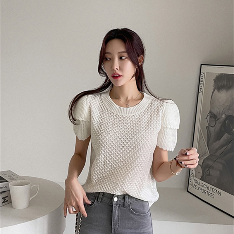 Áo dệt kim SUXI ngắn tay màu sắc đơn giản thời trang mùa hè Hàn Quốc cho nữ