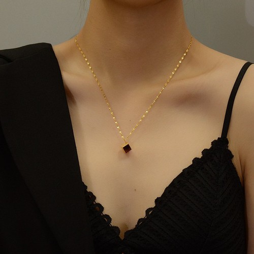 Dây Chuyền Dây Xoắn Khối Lập Phương Titan Ko Đen TT 3215