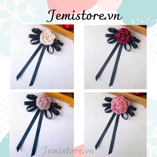 Nơ Cài Áo Váy Phối Hoa Vải Handmade Nhiều Màu