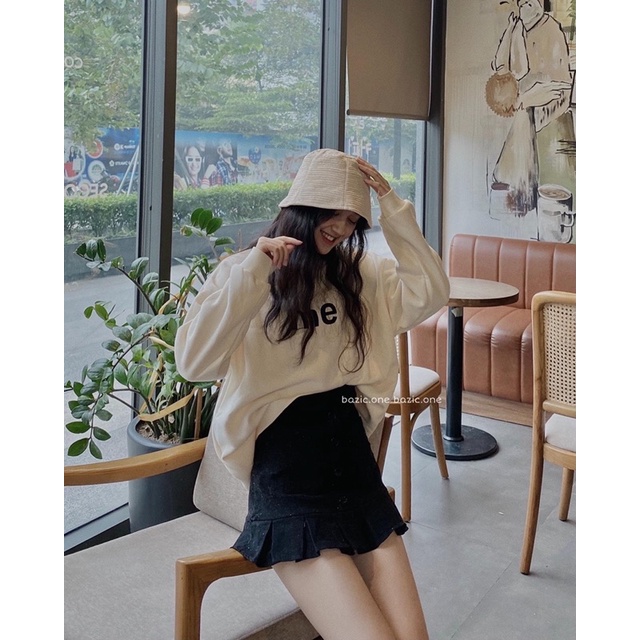 Áo sweater nỉ bông form rộng, áo nỉ bông in chữ Bazic one | BigBuy360 - bigbuy360.vn