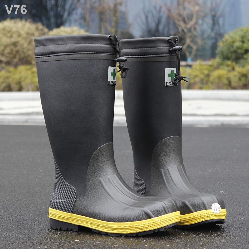 ▧✸Giày đi mưa cao su chống va đập của nam giới ống bảo hộ lao động an toàn ủng thời trang thoáng khí không trơn trượt