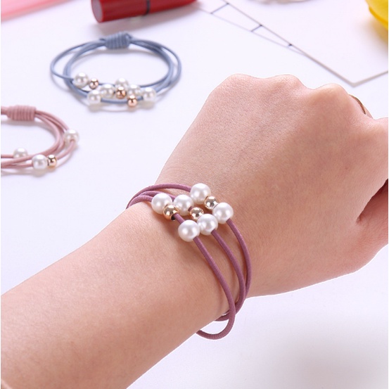 Buộc tóc đính đá nhân tạo 3 dây   Clovershop68