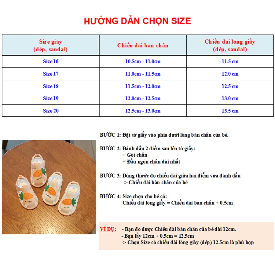 Giày tập đi cho bé trai bé gái Dép Sandal cho bé đế mềm chống trơn trượt có phát tiếng kêu tit tit [DTD05]
