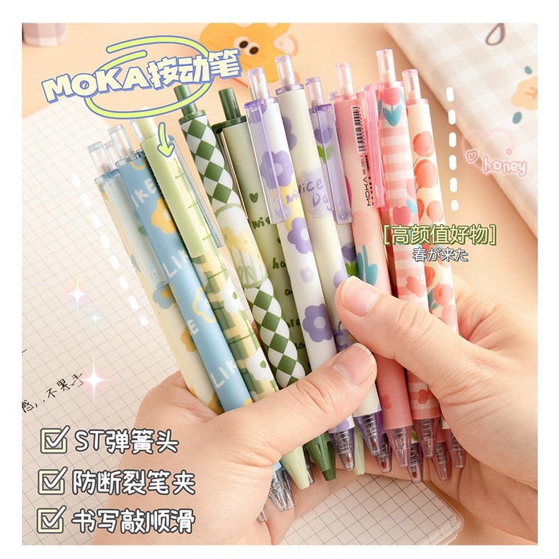 Bút bi bấm vỏ xinh xắn, bút đen ngòi 0,5mm | Aimee