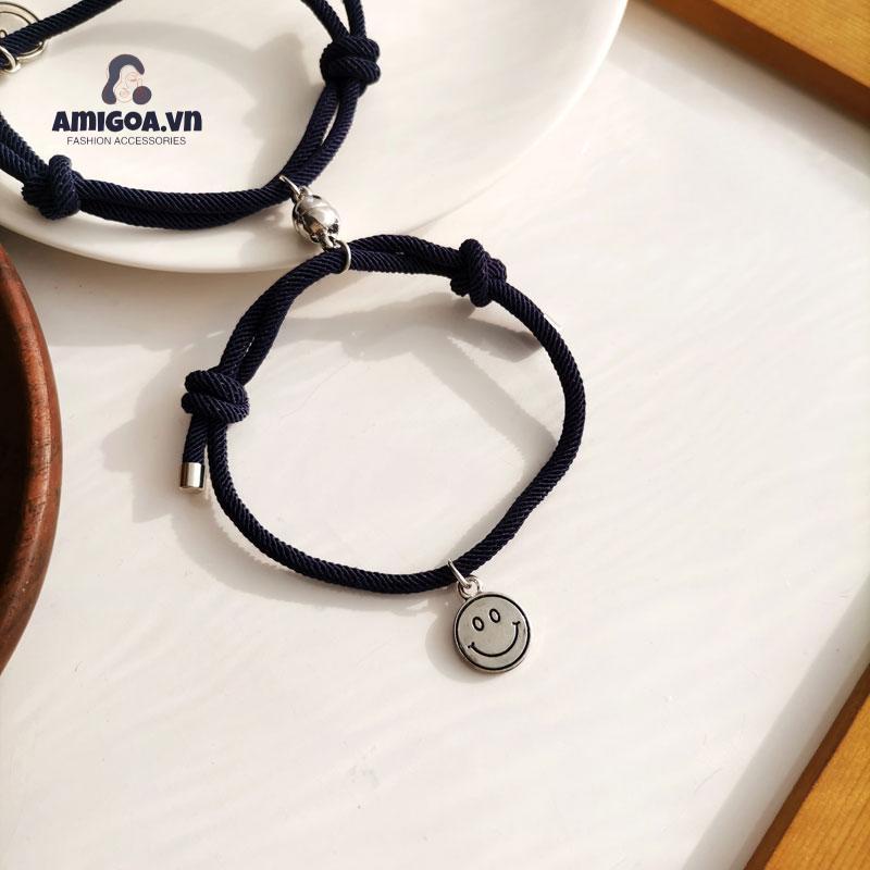 Vòng Tay Dây Bện Mặt Hình Mặt Cười Dễ Thương Cho Cặp Đôi