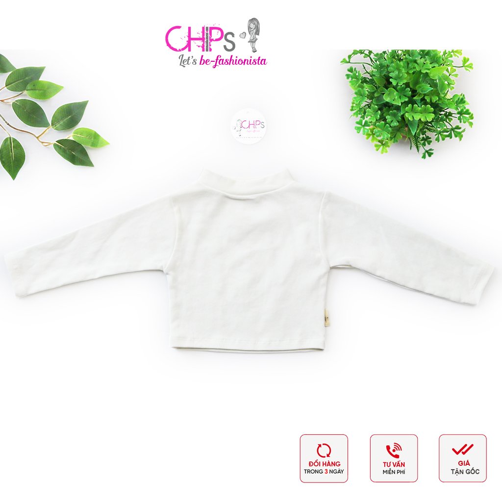 Áo Croptop Dài Tay Cổ 3cm Thu Đông Cho Bé Gái