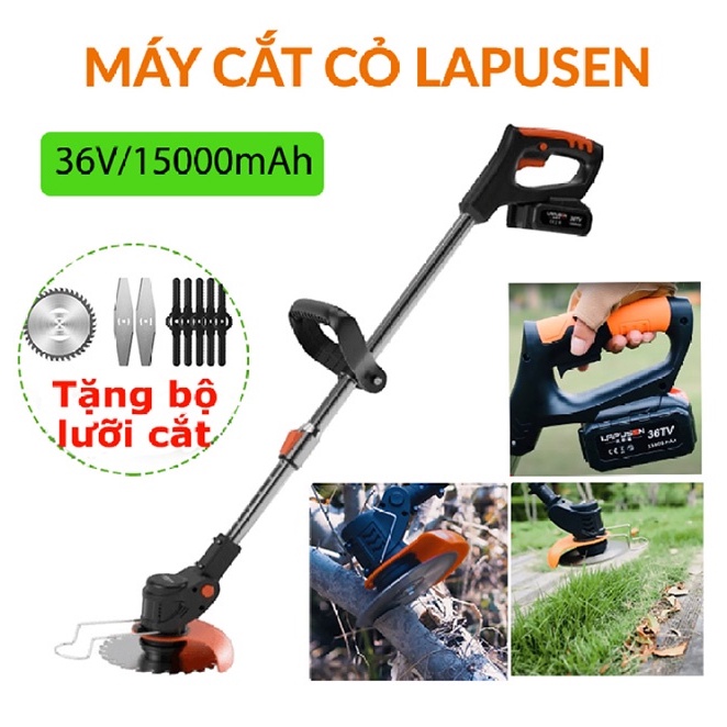 Máy Cắt Cỏ Cầm Tay, Máy Cắt Cỏ Chạy Pin 36V LAPUSEN 2 PIN 15000mah [Tặng 8 lưỡi cắt]