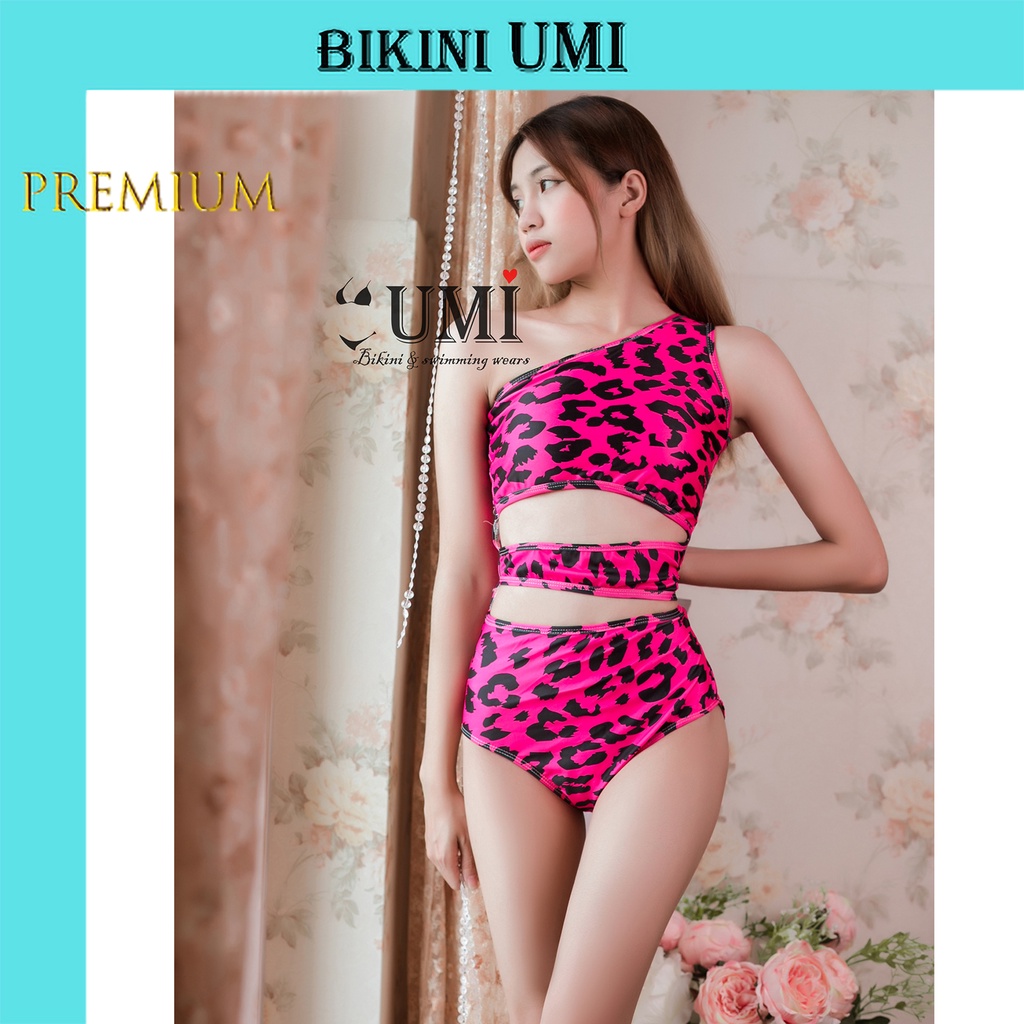 BIKINI LIỀN THÂN 1 MẢNH KHOÉT EO DA BEO HỒNG - NÂU BIKINISTORE