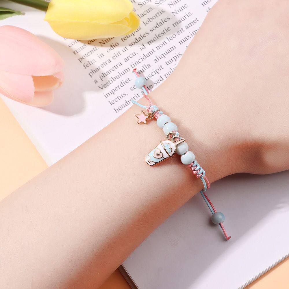 Vòng Tay Dây Bện Mặt Hoạt Hình Tráng Men Làm Quà Tặng Giáng Sinh Cho Bé Gái