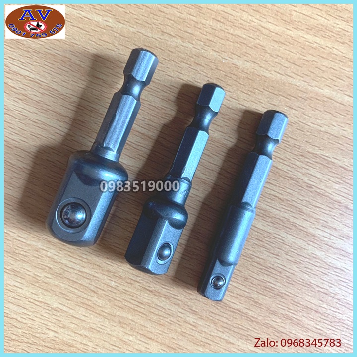 BỘ 3 ĐẦU CHUYỂN VẶN KHẨU CHO KHOAN ĐIỆN PIN dài 50mm