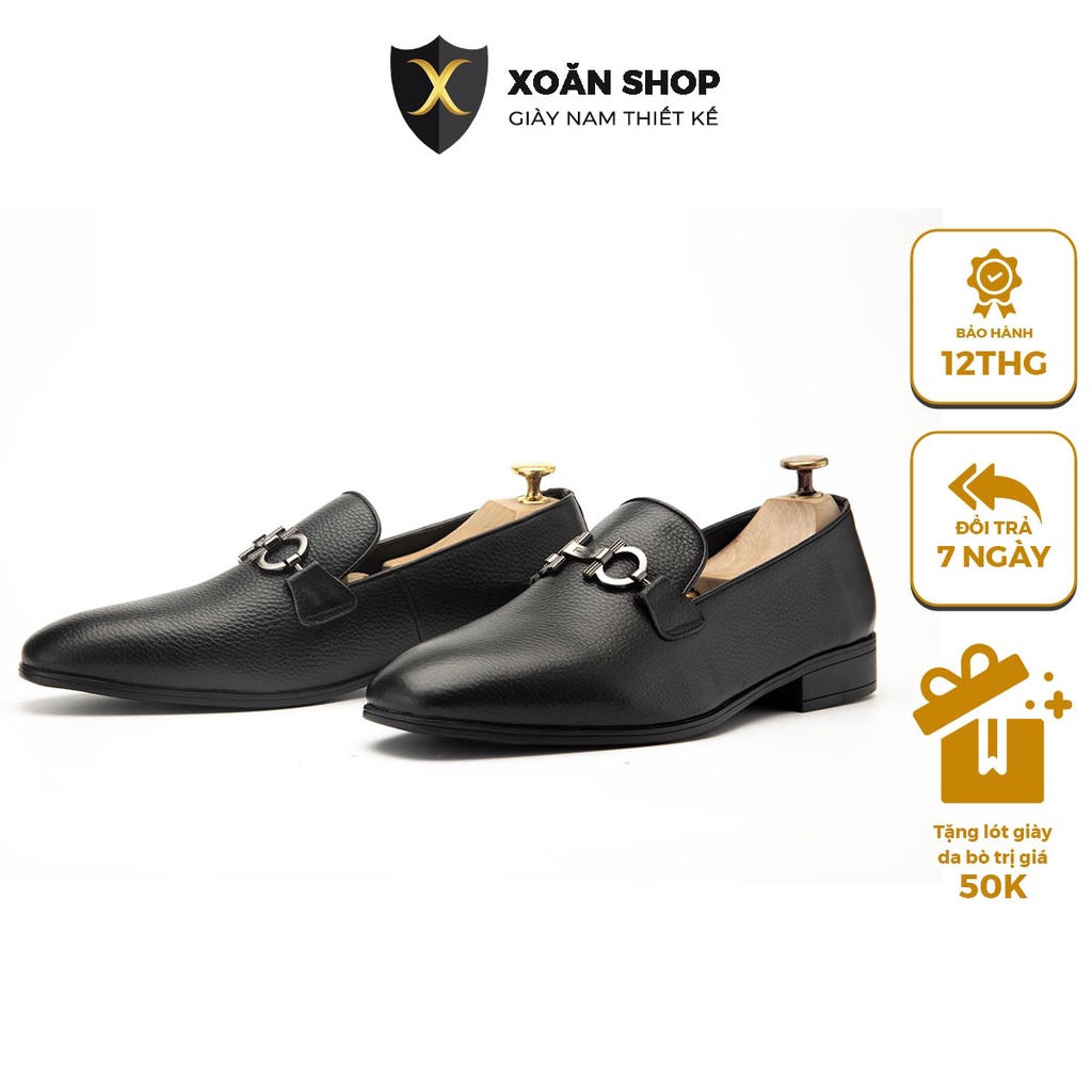 Giày Lười Nam Công Sở XOĂN SHOP Da Bò Thật Size 38 Đến 42 Màu Đen - G066
