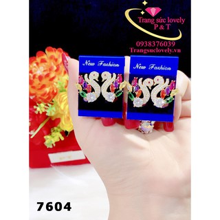 Bông tai nữ công đá màu 7604