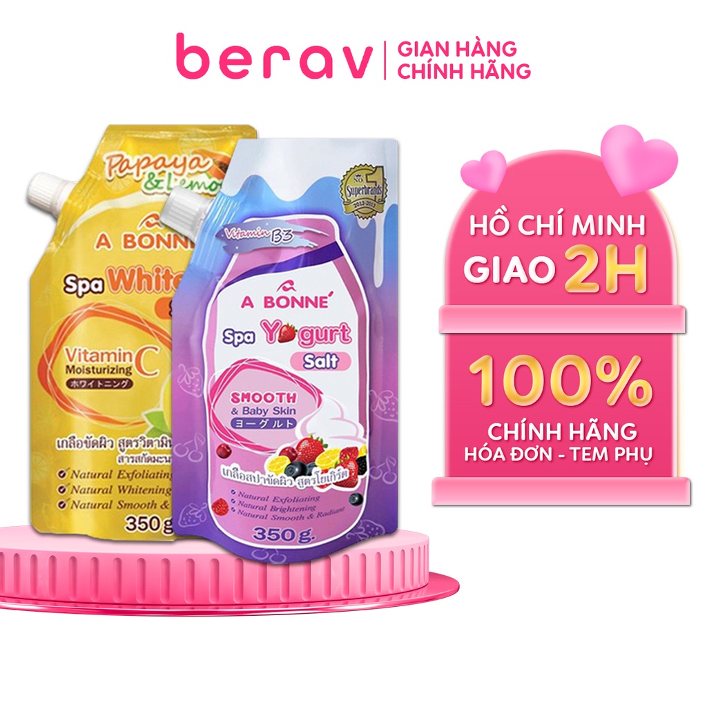 COMBO 2 Bịch (Muối Tắm Yogurt + Vitamin C) Spa A Bonne' Thái Lan Giúp Tái Tạo Da, Làm Mềm Da 350gx2 (Có Vòi)