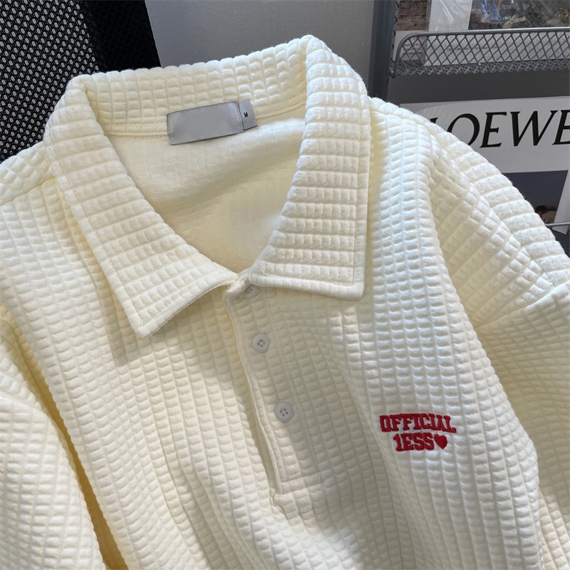 Áo thun xốp polo Official 1ESS - áo thun nữ polo chất thun xốp màu trắng họa tiết thêu chữ SIÊU HOT