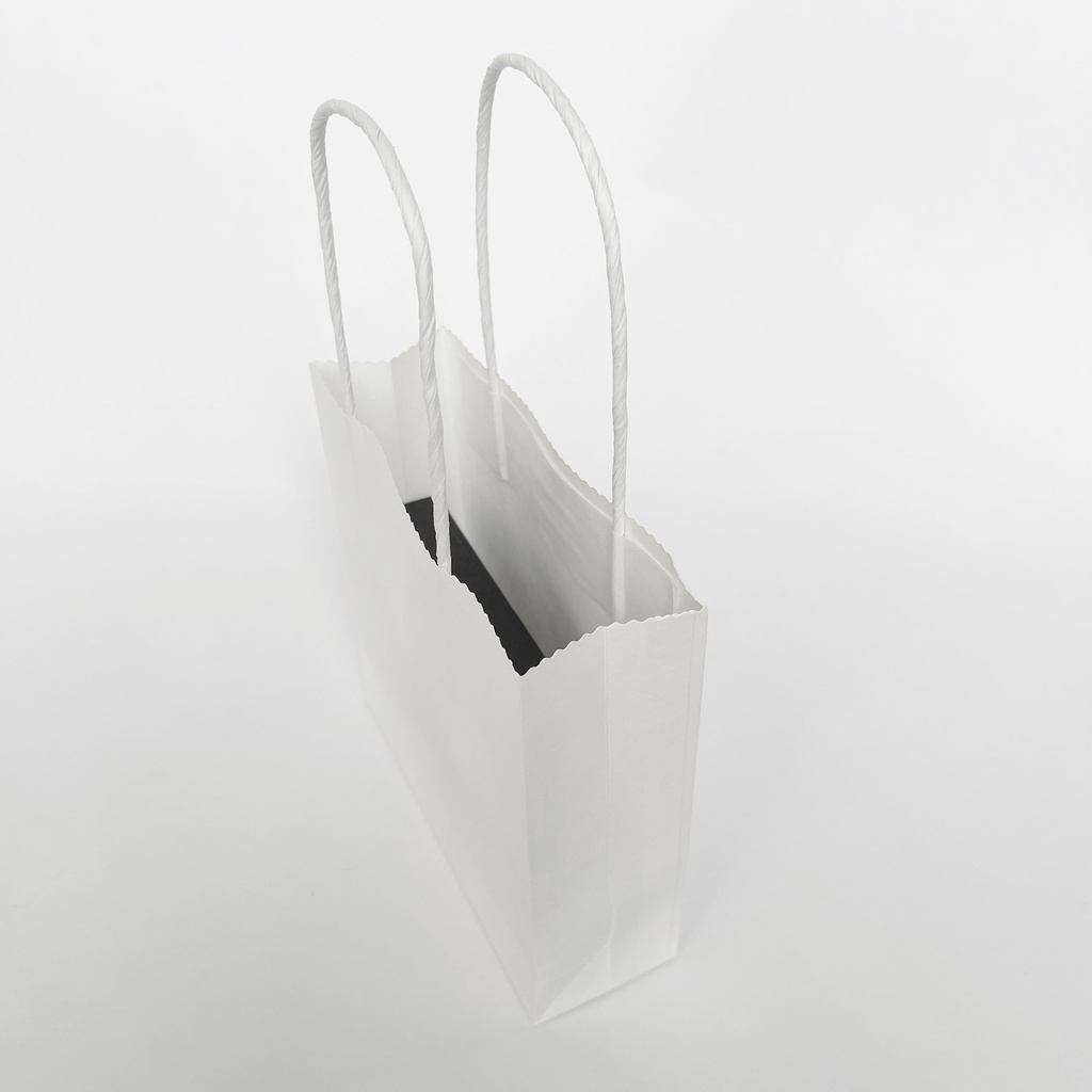 Túi giấy mini đựng quà kraft trắng có quai viền răng cưa kích thước 15x15x5cm