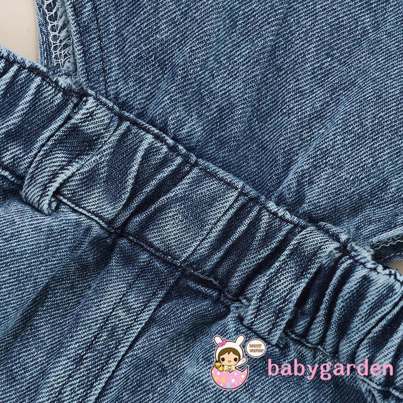 Bộ Áo Liền Quần Cổ Vuông Không Tay Màu Trơn Dành Cho Bé Gái 6 Tháng Tuổi